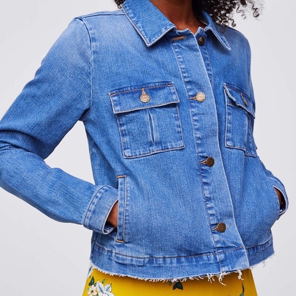 LOFT Jackets & Blazers - LOFT Frayed Denim Swing Jacket